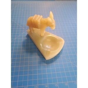 Vintage Mexican Onyx Carved Stone Donkey Burro Cigarette Ashtray